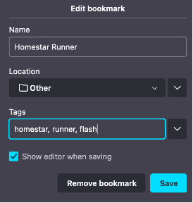 Adding a Bookmark to homestarrunner.com in Firefox